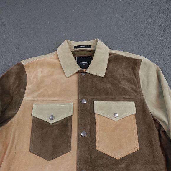 Todd Snyder Dylan Jacket Mens Medium Brown Suede Western Colorblock Italy - Picture 4 of 13